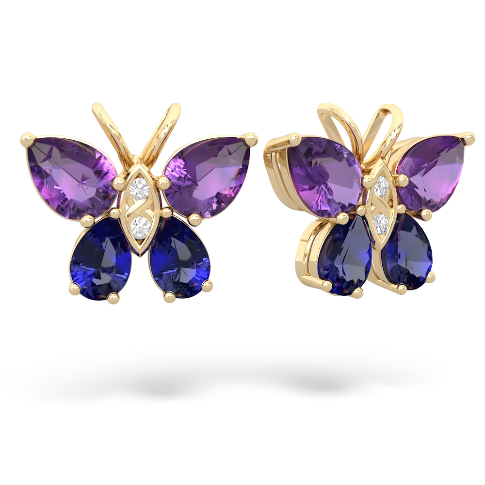 Amethyst Butterfly 14K Yellow Gold earrings E2215