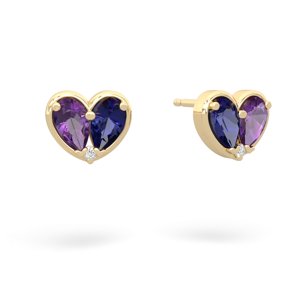 Amethyst 'Our Heart' 14K Yellow Gold earrings E5072