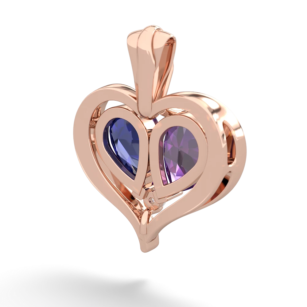 Amethyst Two Become One 14K Rose Gold pendant P5330