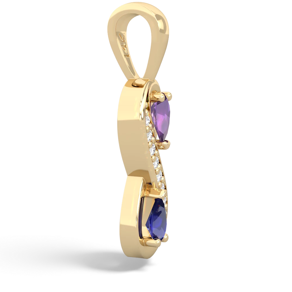 Amethyst Diamond Infinity 14K Yellow Gold pendant P5390