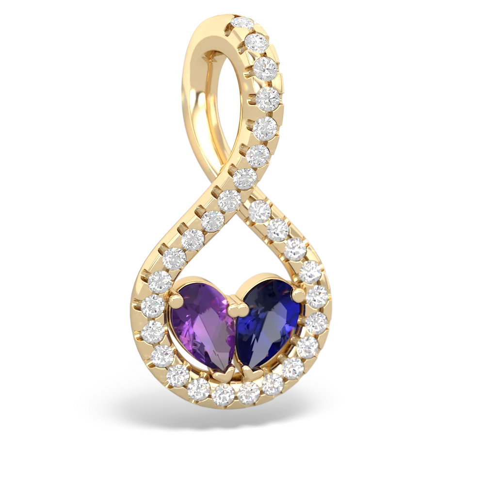 Amethyst Pave Twist 'One Heart' 14K Yellow Gold pendant P5360