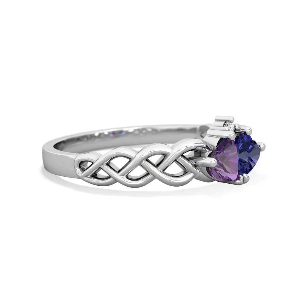 Amethyst Heart To Heart Braid 14K White Gold ring R5870