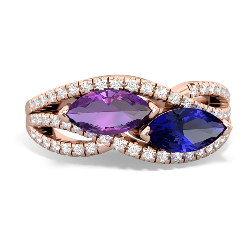 Amethyst Diamond Rivers 14K Rose Gold ring R3070