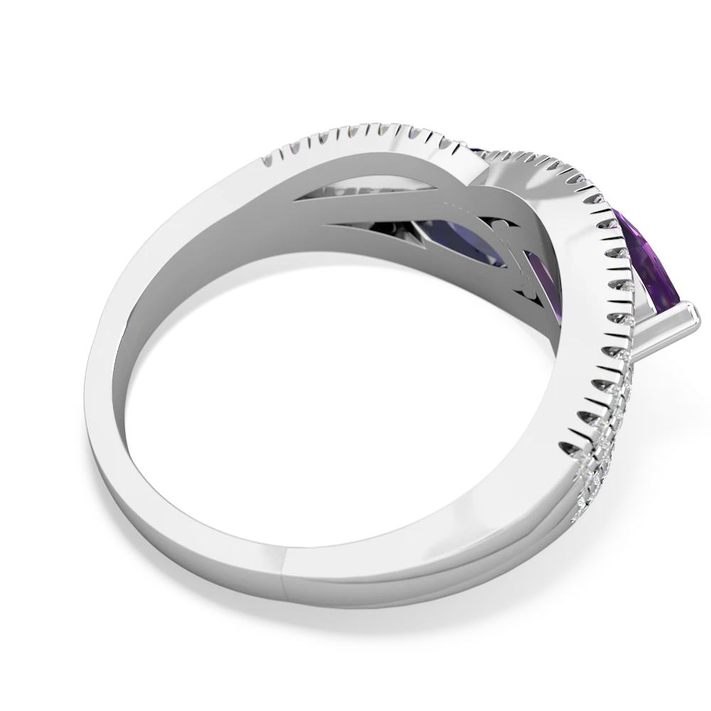 Amethyst Diamond Rivers 14K White Gold ring R3070