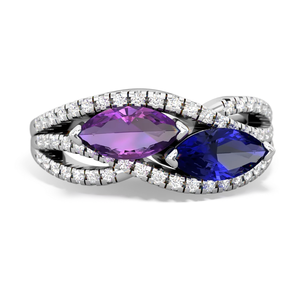 Amethyst Diamond Rivers 14K White Gold ring R3070