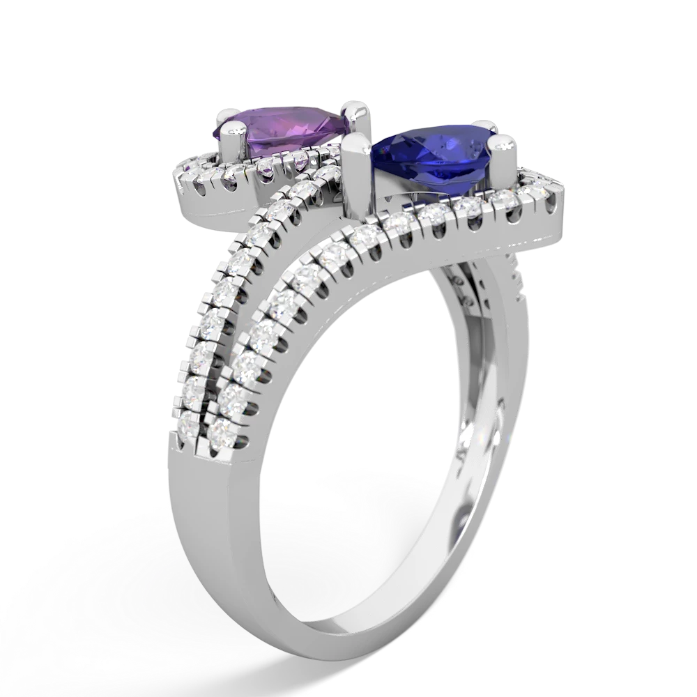 Amethyst Diamond Dazzler 14K White Gold ring R3000