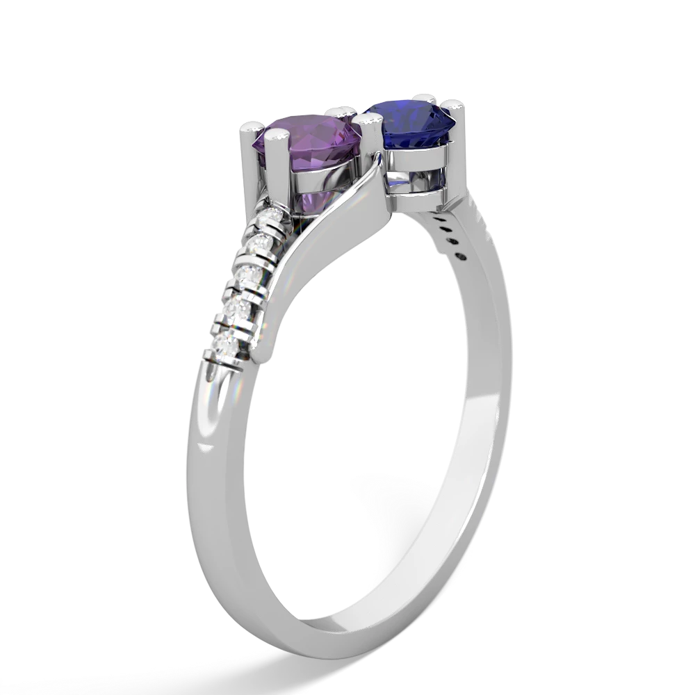 Amethyst Infinity Pave Two Stone 14K White Gold ring R5285