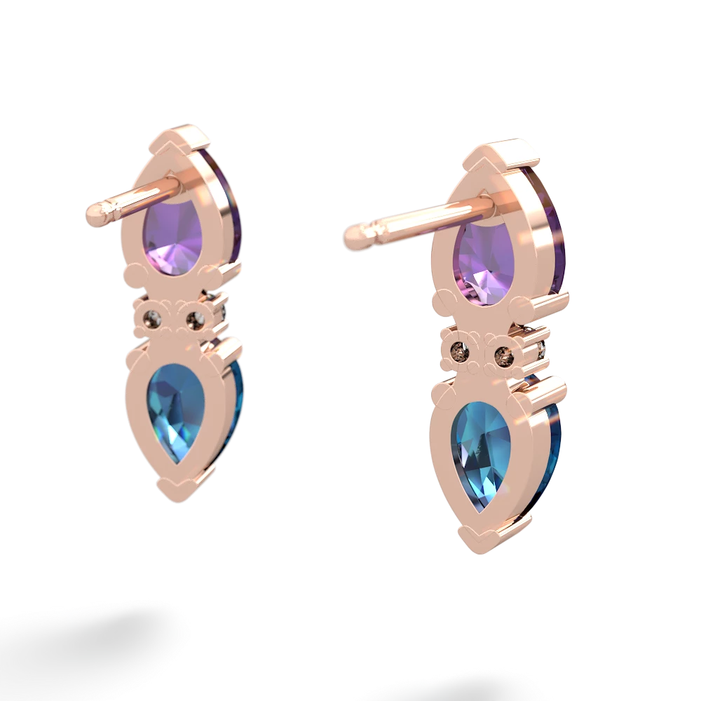 Amethyst Bowtie Drop 14K Rose Gold earrings E0865