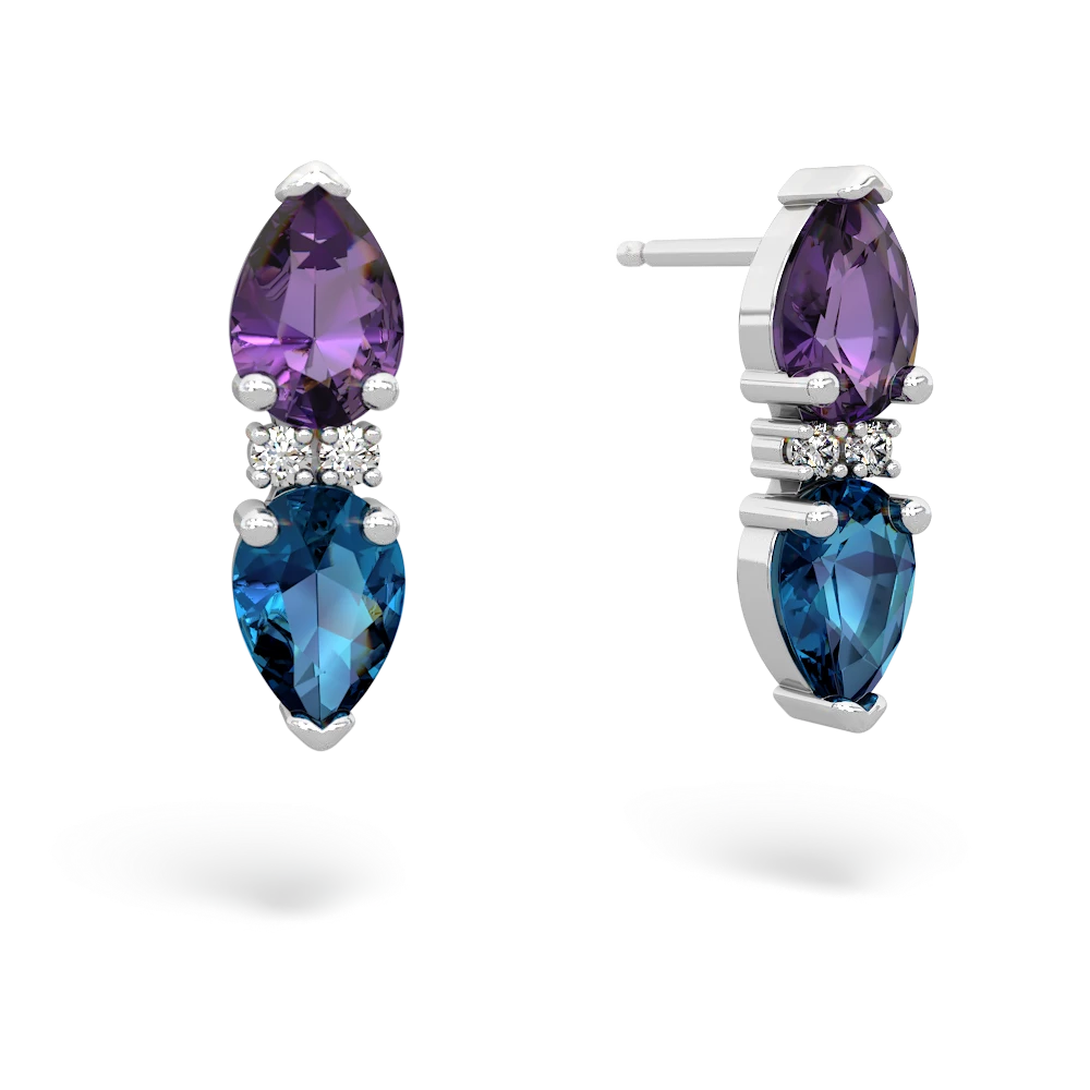 Amethyst Bowtie Drop 14K White Gold earrings E0865