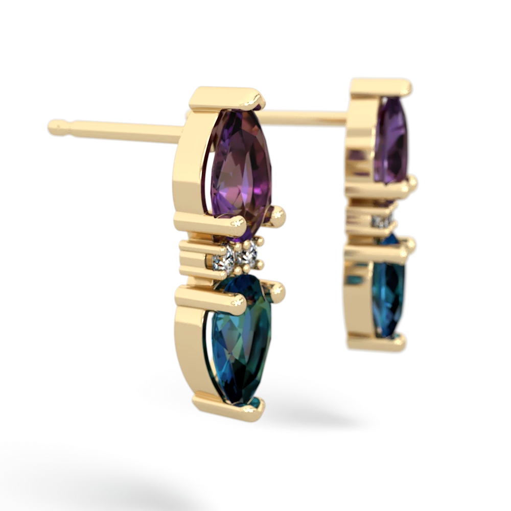 Amethyst Bowtie Drop 14K Yellow Gold earrings E0865