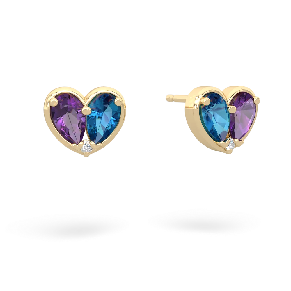 Amethyst 'Our Heart' 14K Yellow Gold earrings E5072