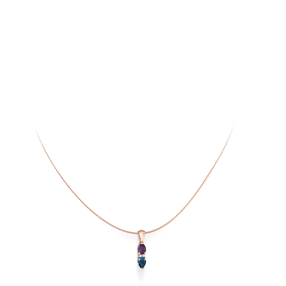 Amethyst Bowtie Drop 14K Rose Gold pendant P0865