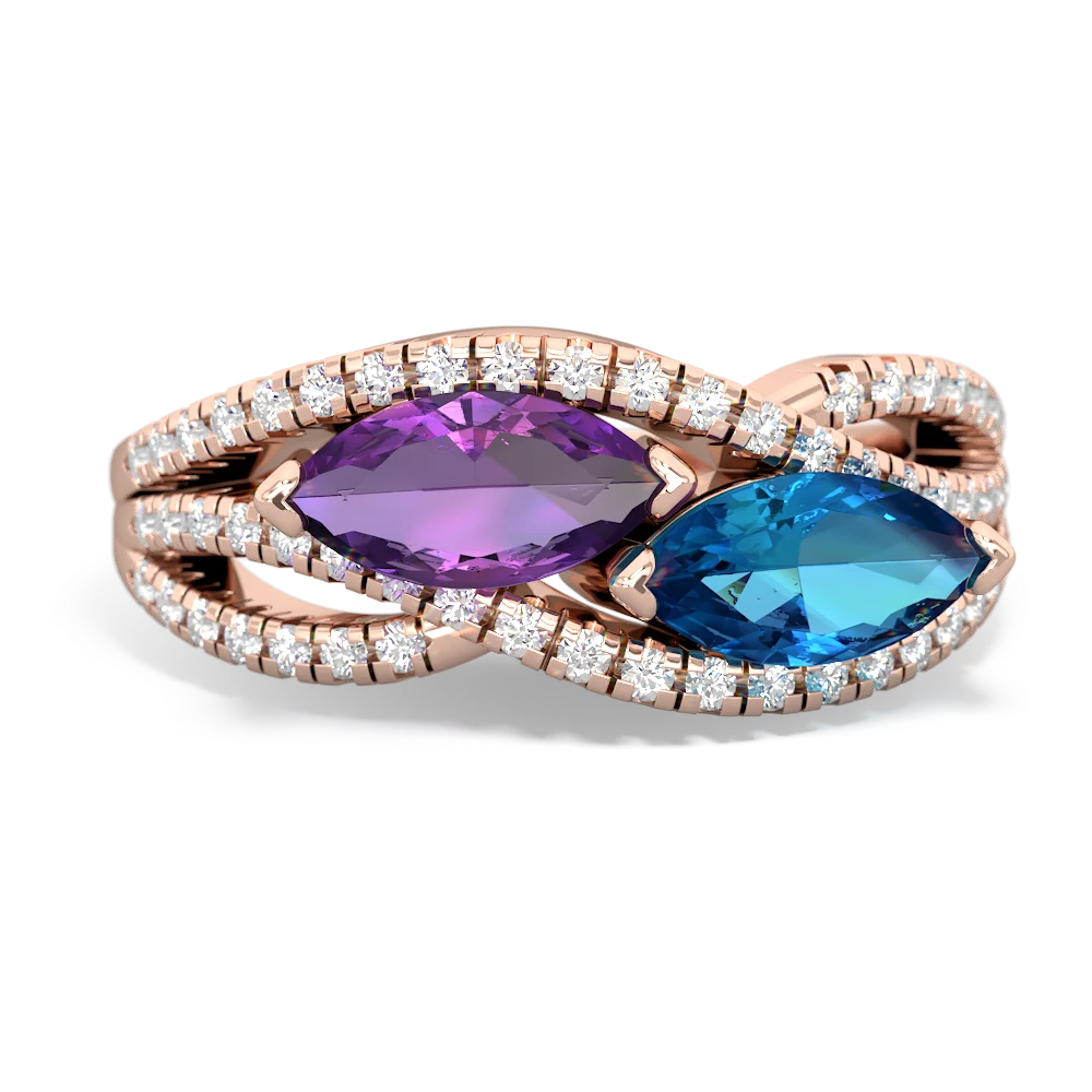 Amethyst Diamond Rivers 14K Rose Gold ring R3070