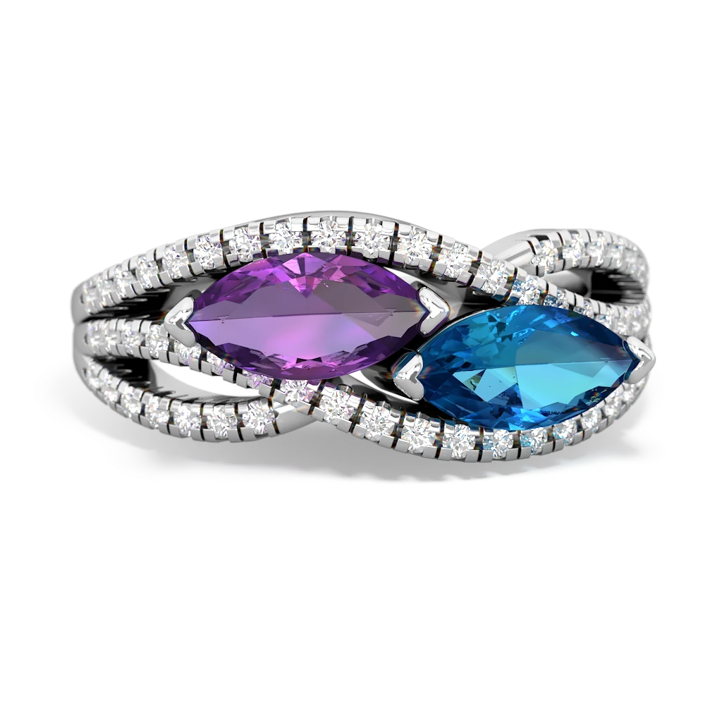 Amethyst Diamond Rivers 14K White Gold ring R3070