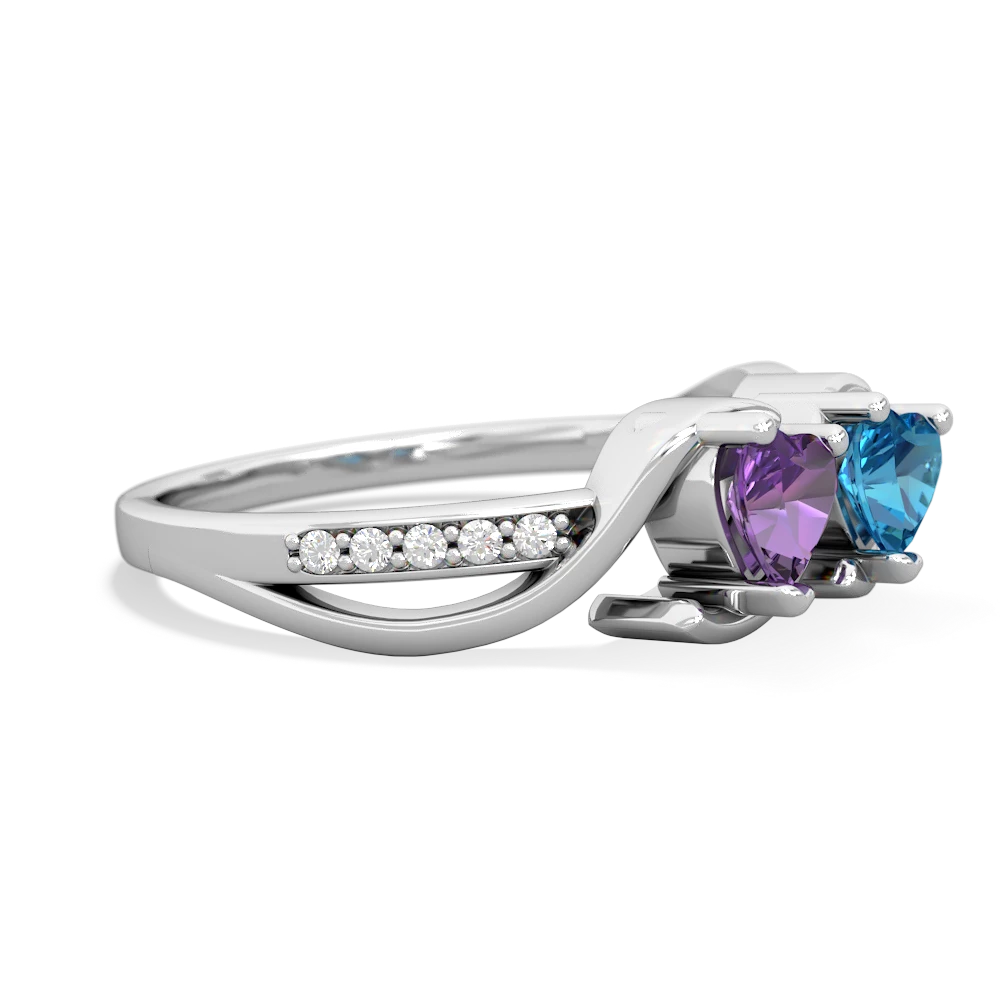 Amethyst Side By Side 14K White Gold ring R3090