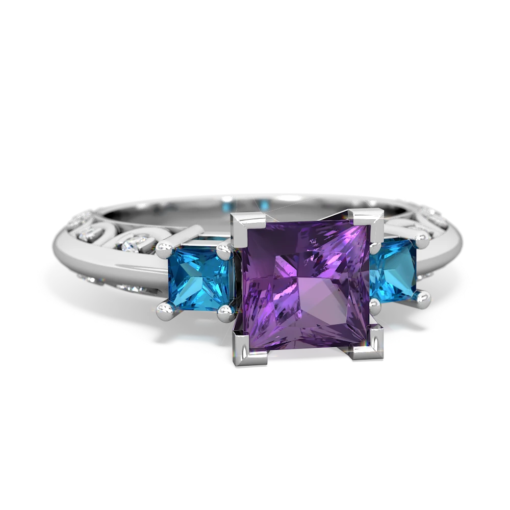 Amethyst Eternal Embrace Engagement 14K White Gold ring C2001