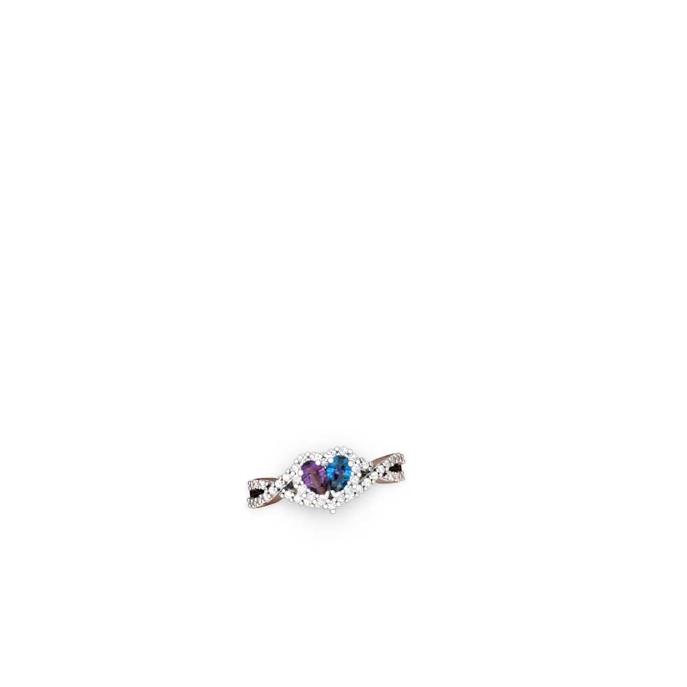 Amethyst Diamond Twist 'One Heart' 14K White Gold ring R2640HRT