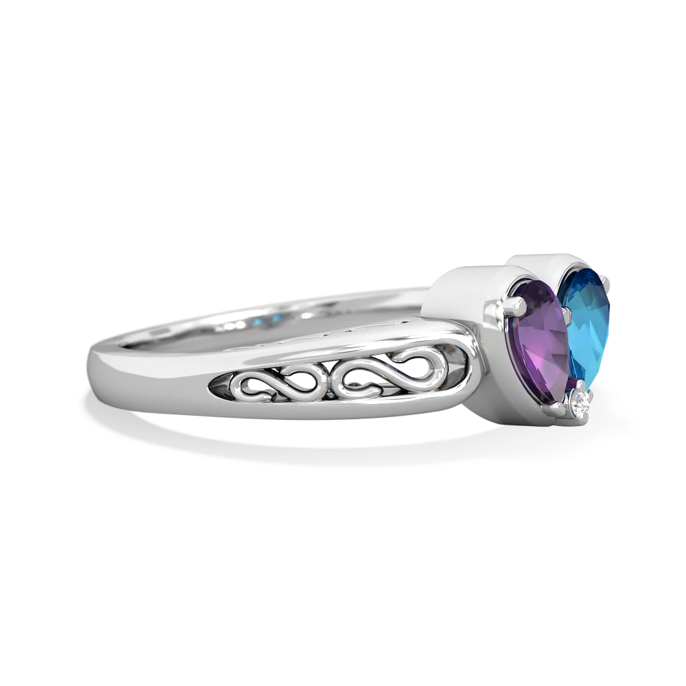 Amethyst Filligree 'One Heart' 14K White Gold ring R5070