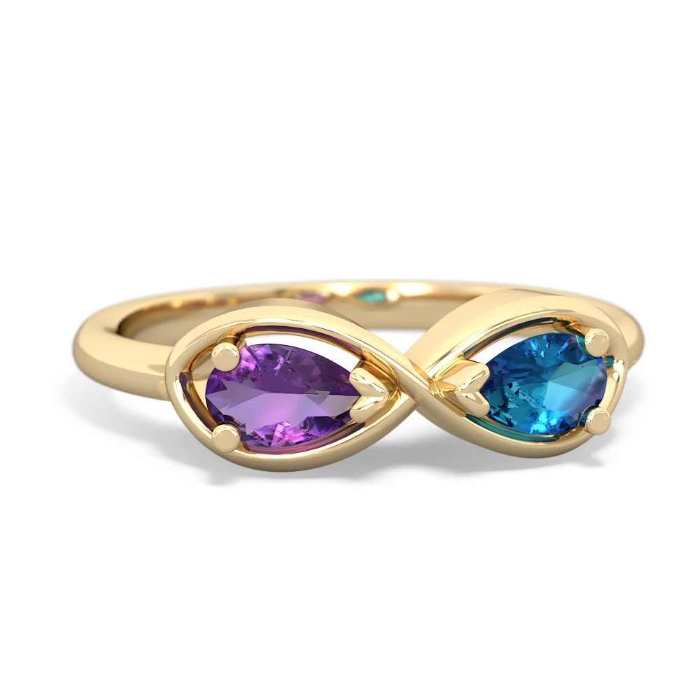 Amethyst Infinity 14K Yellow Gold ring R5050