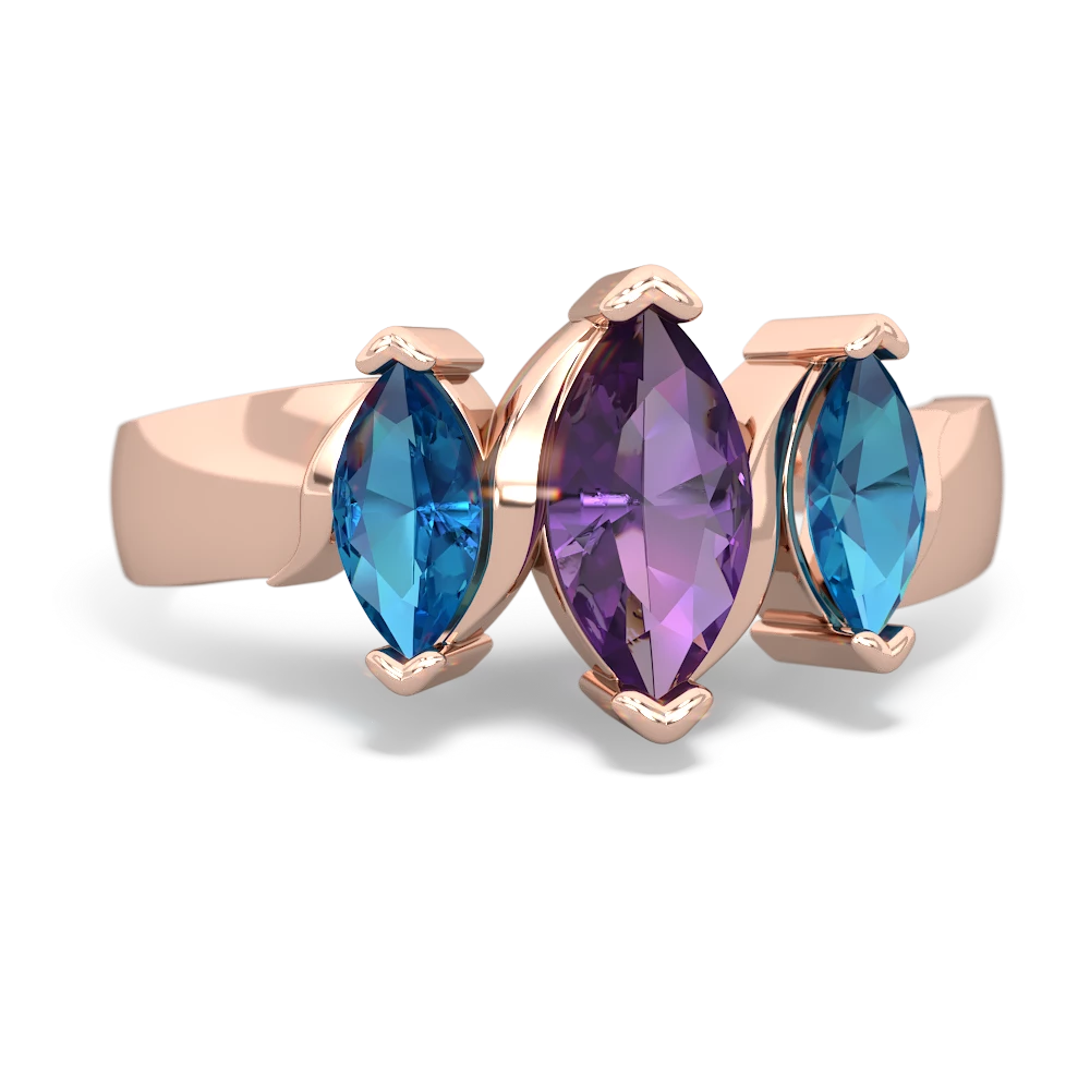 Amethyst Three Peeks 14K Rose Gold ring R2433