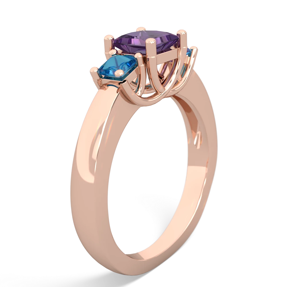 Amethyst Three Stone Trellis 14K Rose Gold ring R4015