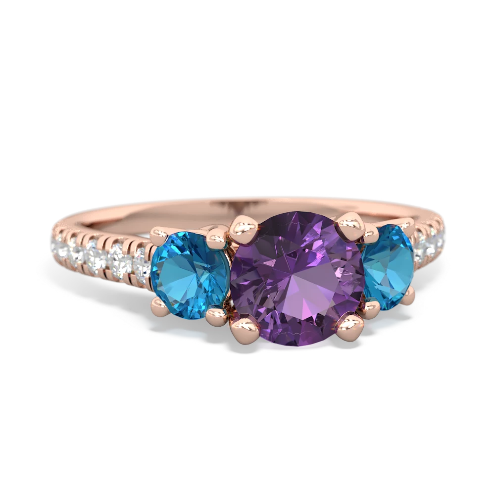 Amethyst Pave Trellis 14K Rose Gold ring R5500