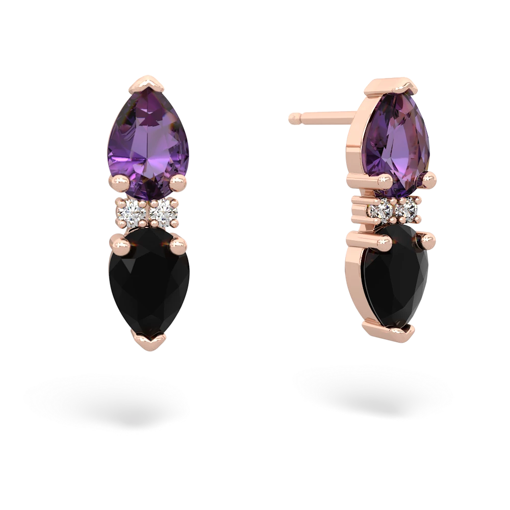 Amethyst Bowtie Drop 14K Rose Gold earrings E0865