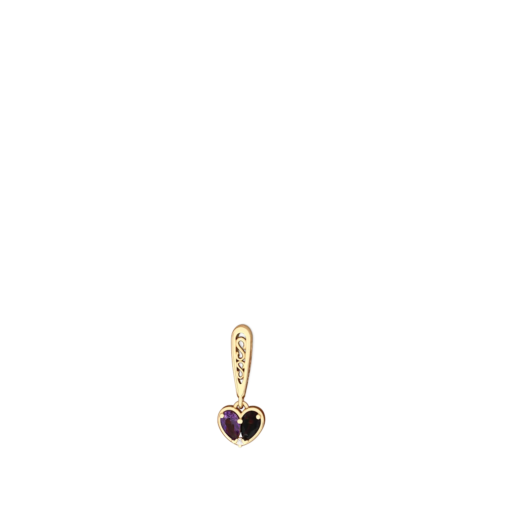 Amethyst Filligree Heart 14K Yellow Gold earrings E5070