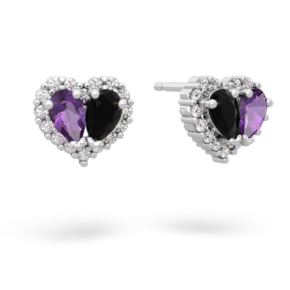 Amethyst Halo 14K White Gold earrings E7008