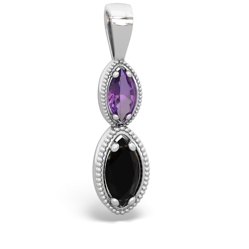 Amethyst Antique-Style Halo 14K White Gold pendant P5700