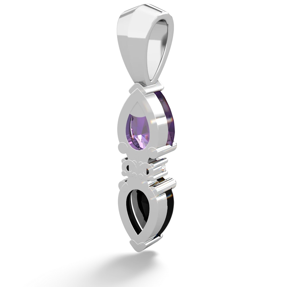 Amethyst Bowtie Drop 14K White Gold pendant P0865