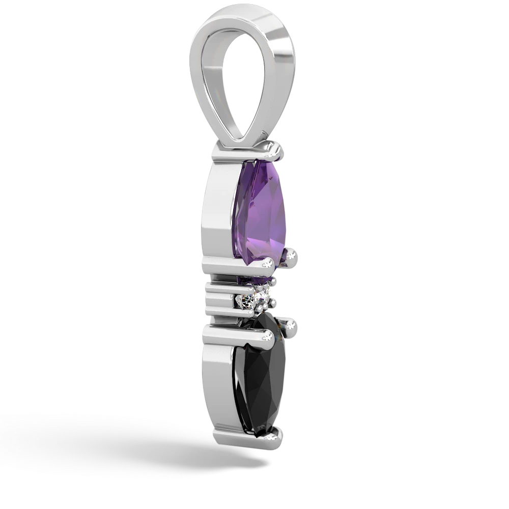 Amethyst Bowtie Drop 14K White Gold pendant P0865