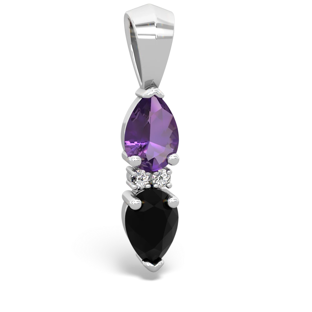 Amethyst Bowtie Drop 14K White Gold pendant P0865