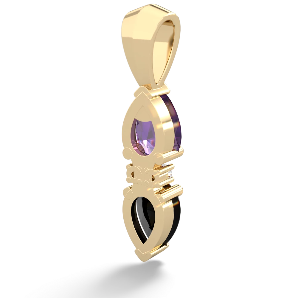 Amethyst Bowtie Drop 14K Yellow Gold pendant P0865