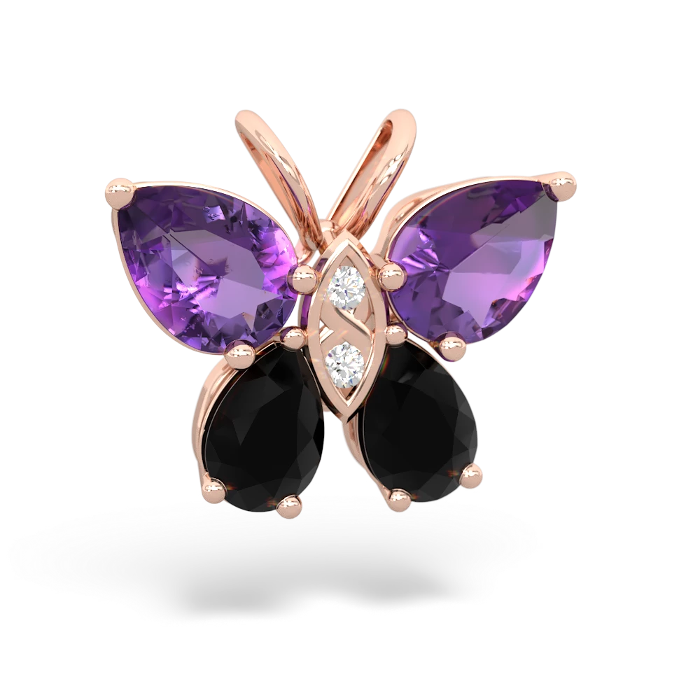 Amethyst Butterfly 14K Rose Gold pendant P2215