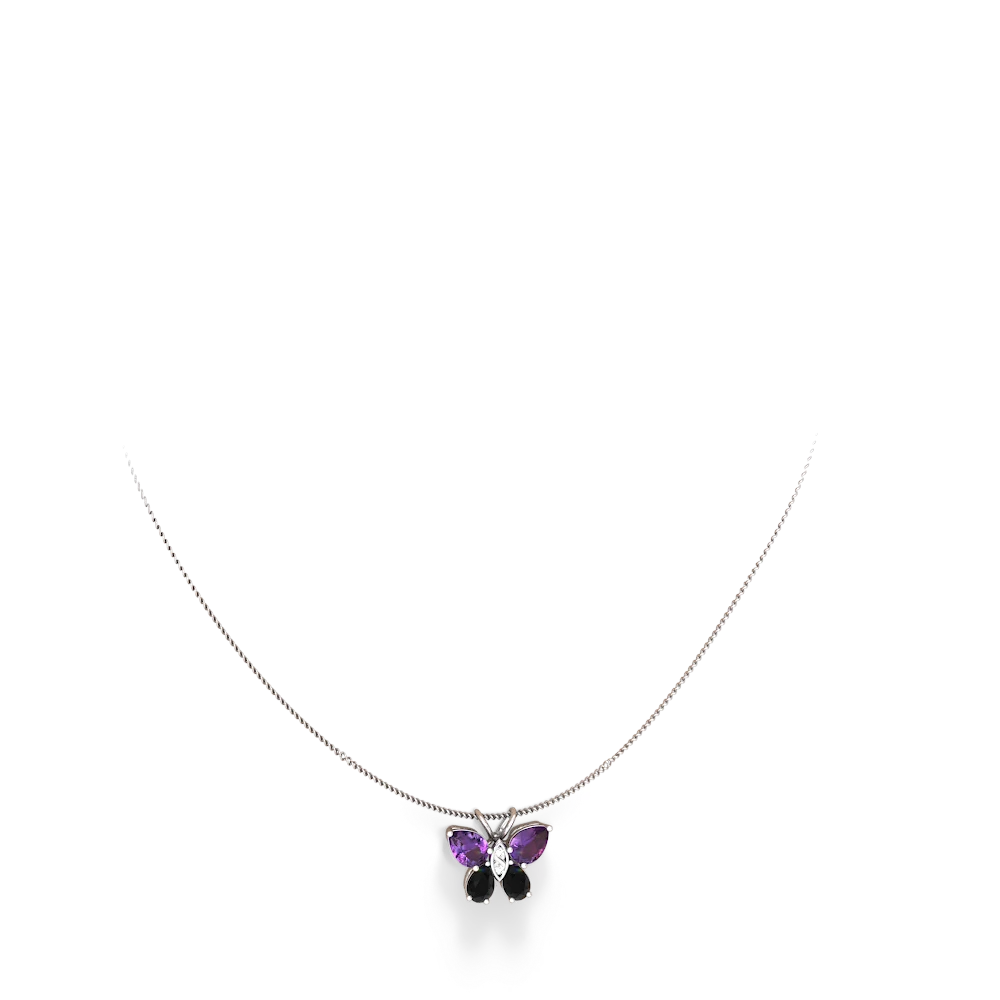 Amethyst Butterfly 14K White Gold pendant P2215