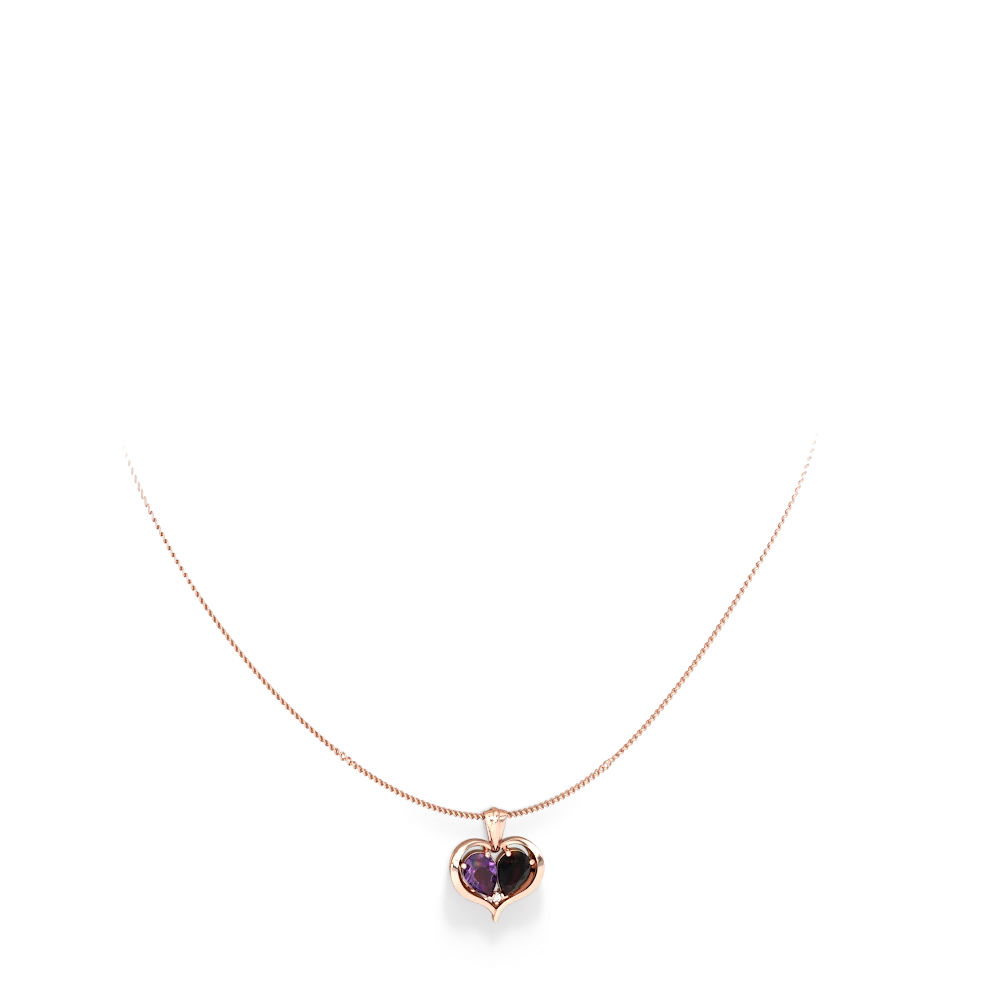 Amethyst Two Become One 14K Rose Gold pendant P5330