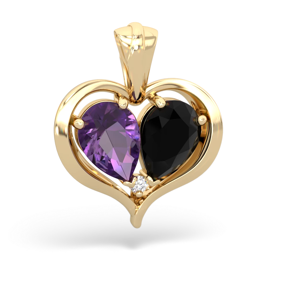 Amethyst Two Become One 14K Yellow Gold pendant P5330