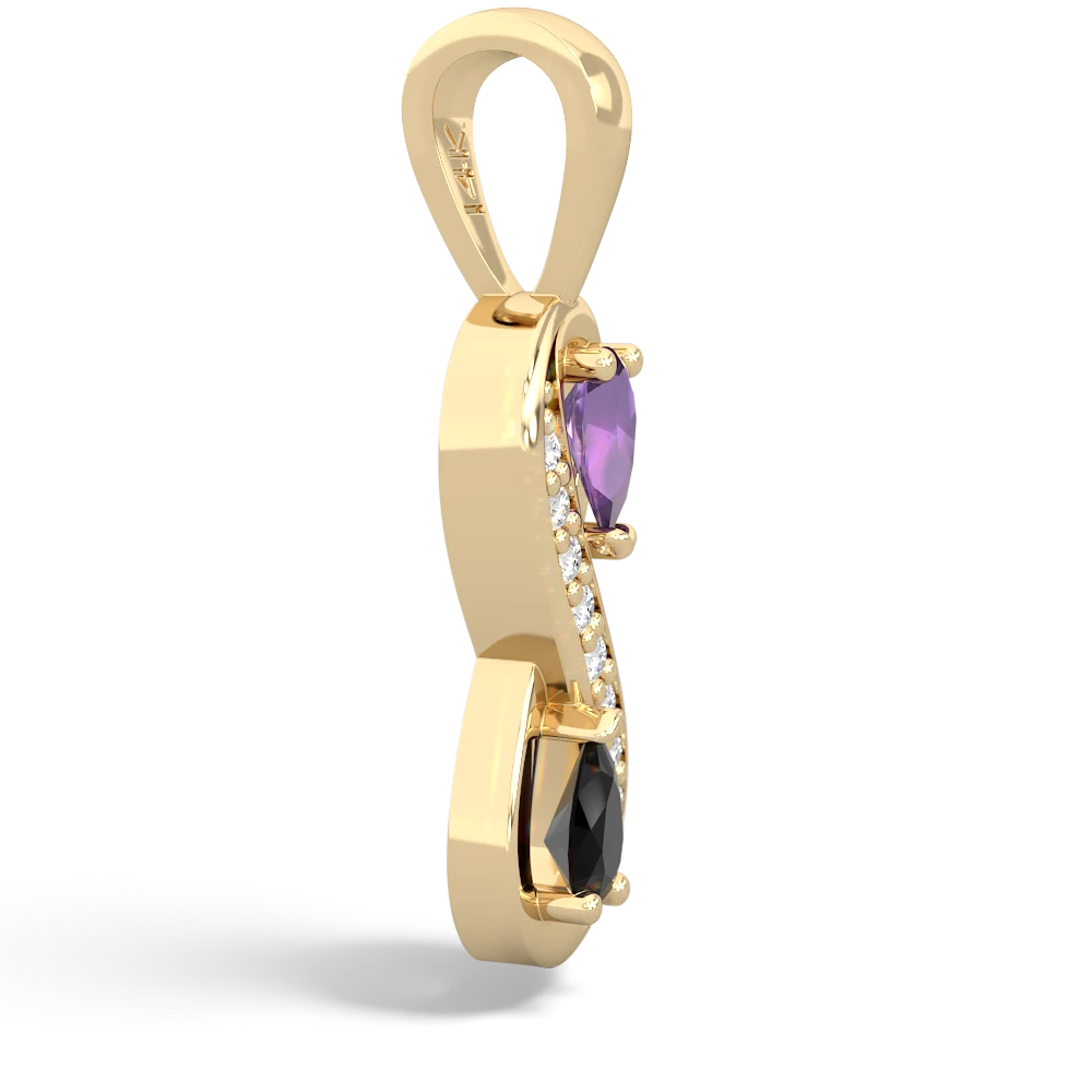 Amethyst Diamond Infinity 14K Yellow Gold pendant P5390