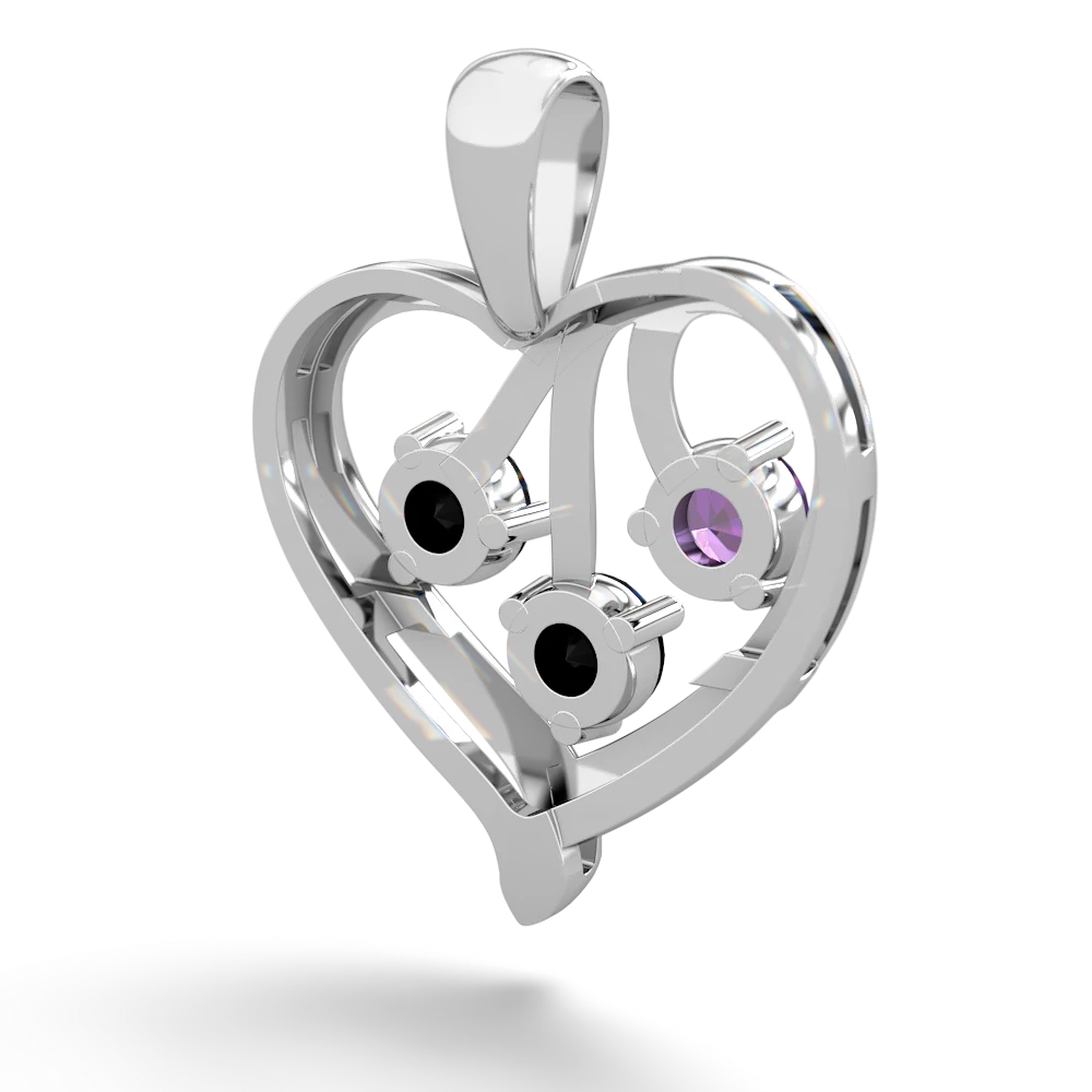 Amethyst Glowing Heart 14K White Gold pendant P2233