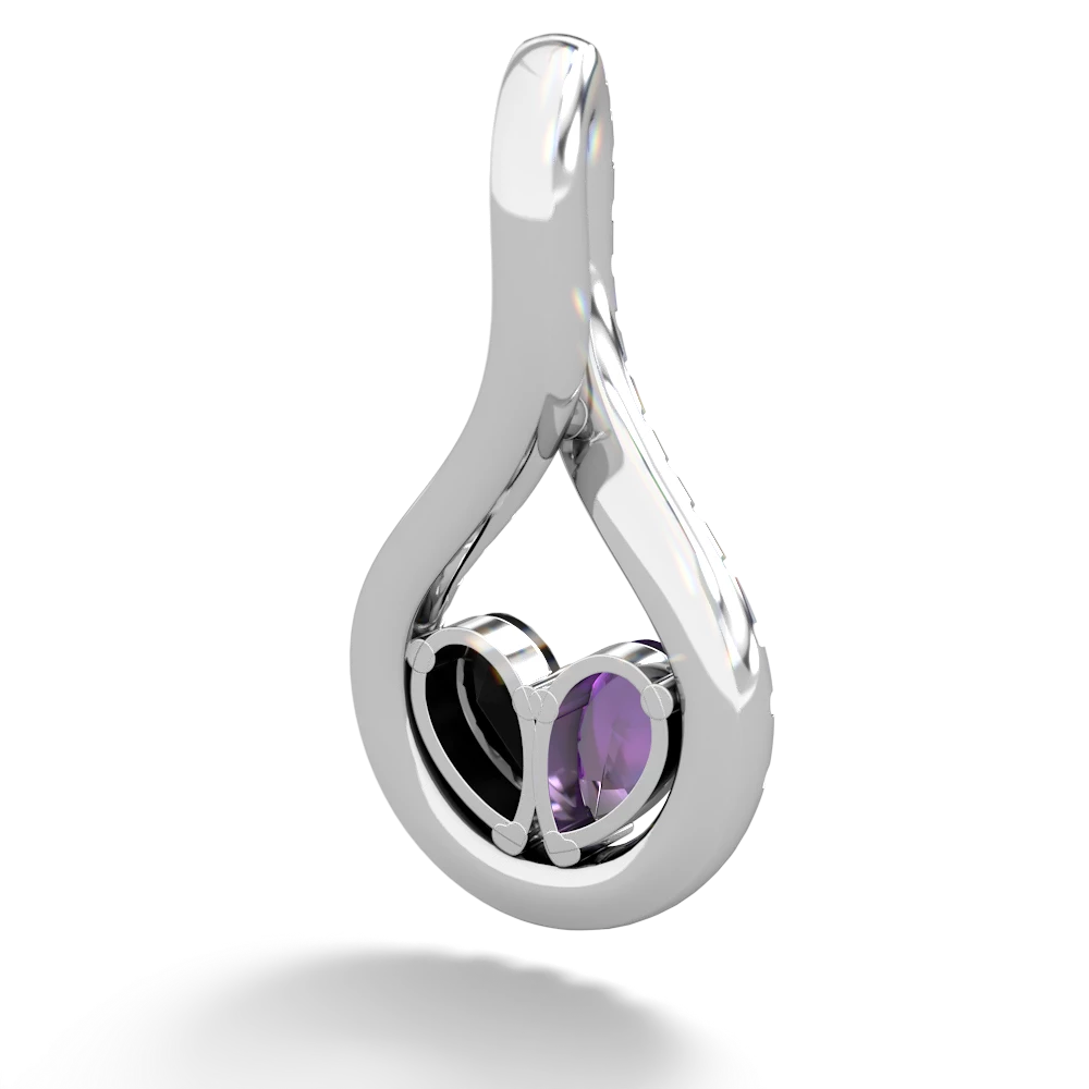 Amethyst Pave Twist 'One Heart' 14K White Gold pendant P5360