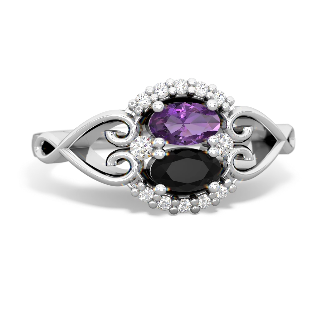 Amethyst Love Nest 14K White Gold ring R5860