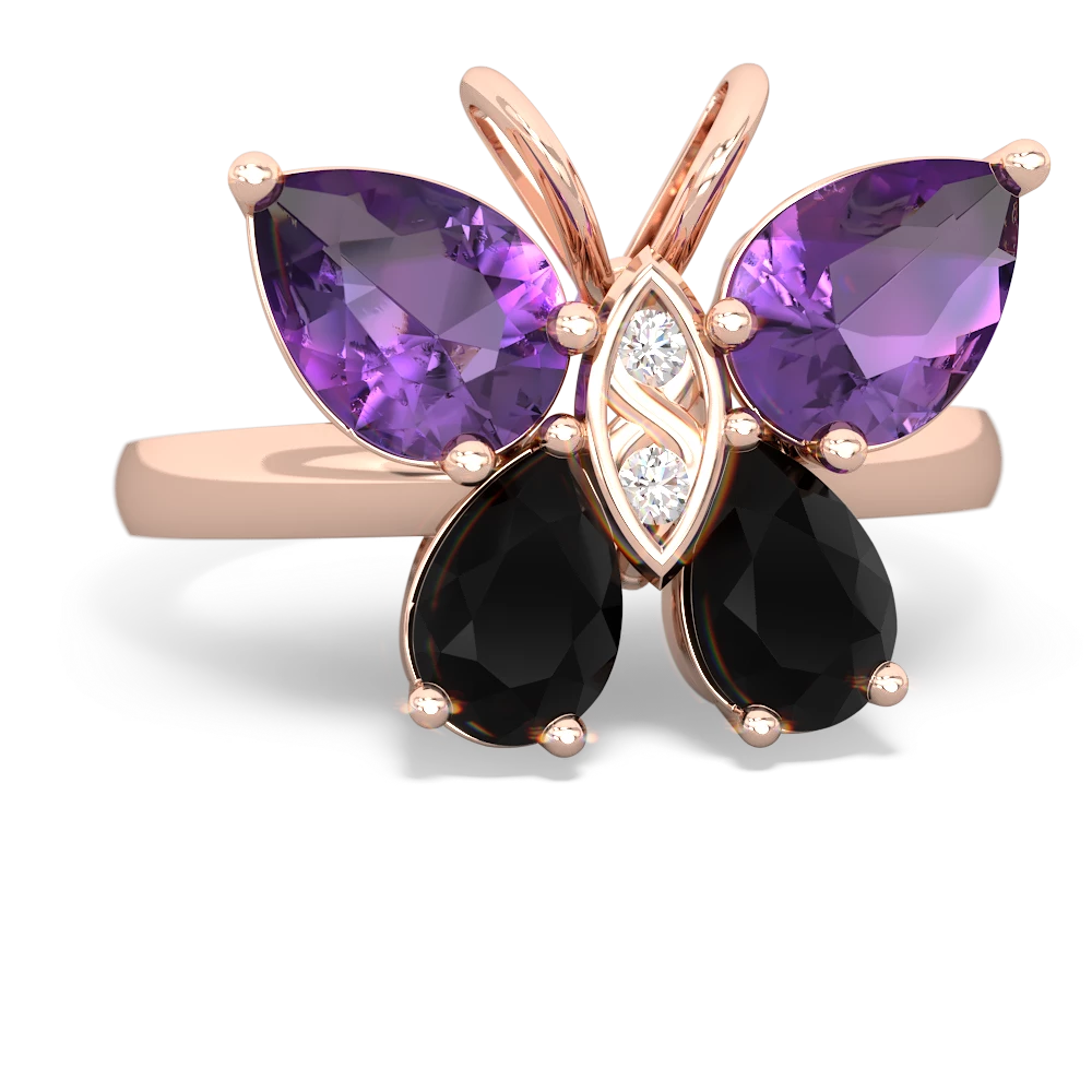 Amethyst Butterfly 14K Rose Gold ring R2215