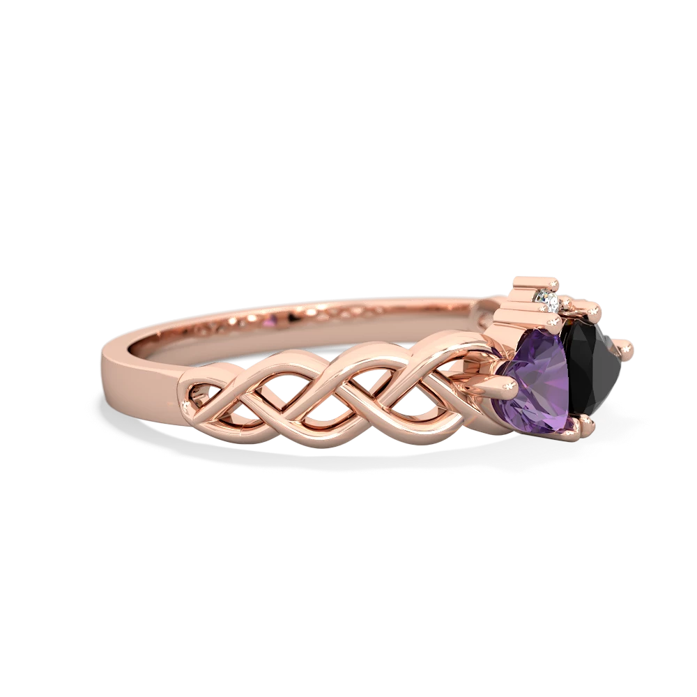 Amethyst Heart To Heart Braid 14K Rose Gold ring R5870