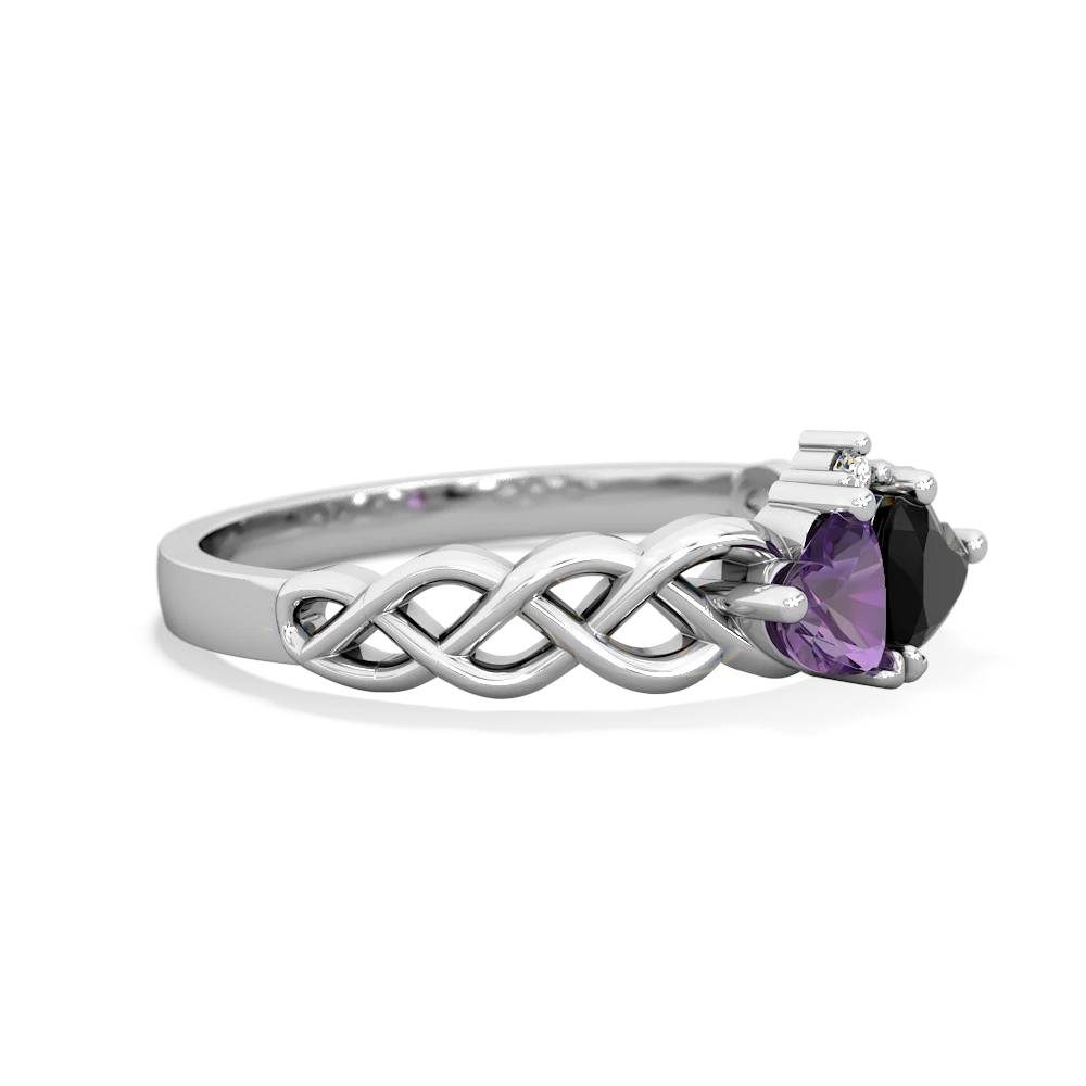 Amethyst Heart To Heart Braid 14K White Gold ring R5870