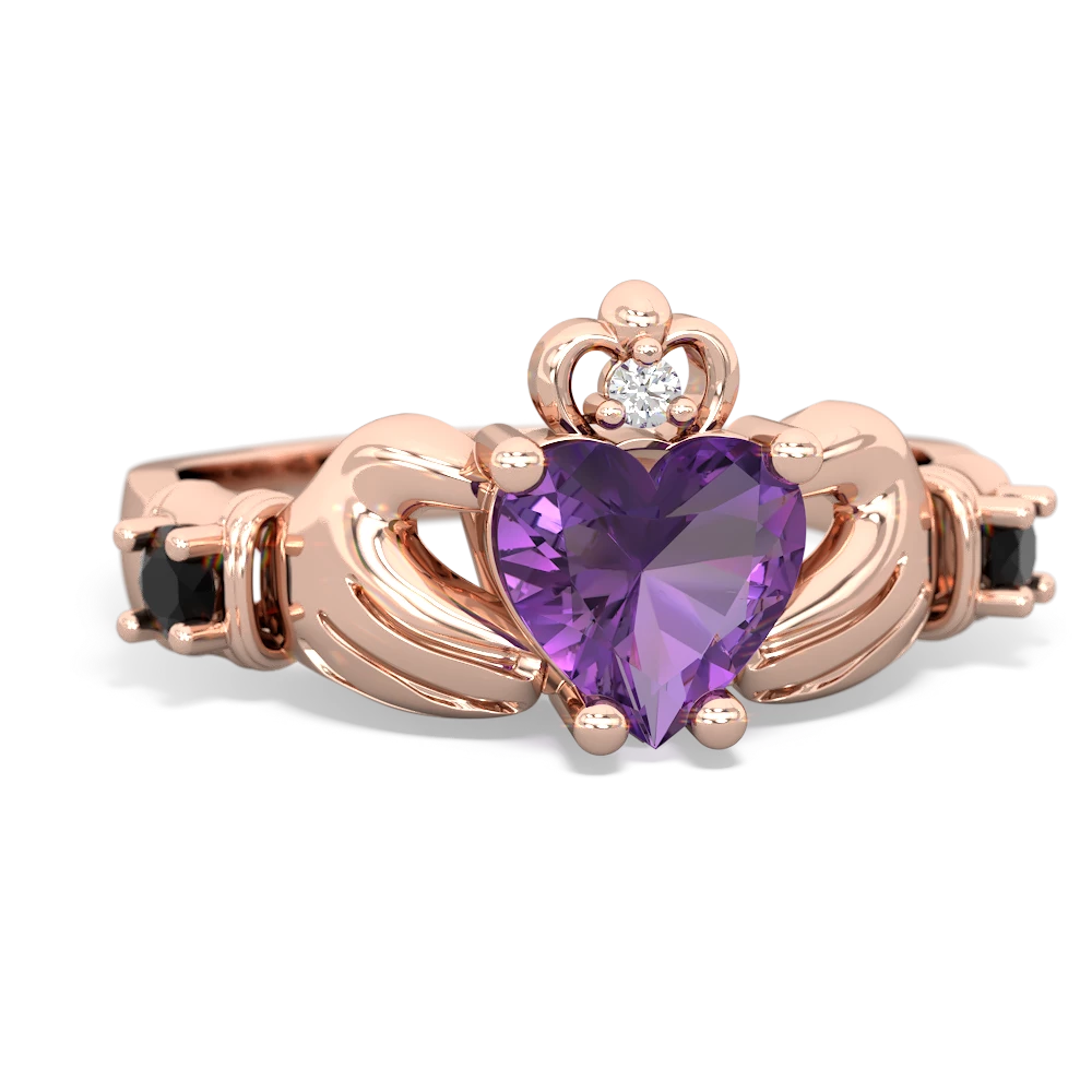 Amethyst Claddagh Keepsake 14K Rose Gold ring R5245