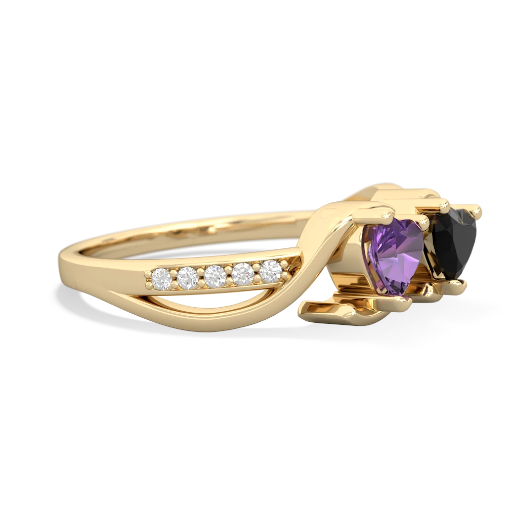 Amethyst Side By Side 14K Yellow Gold ring R3090