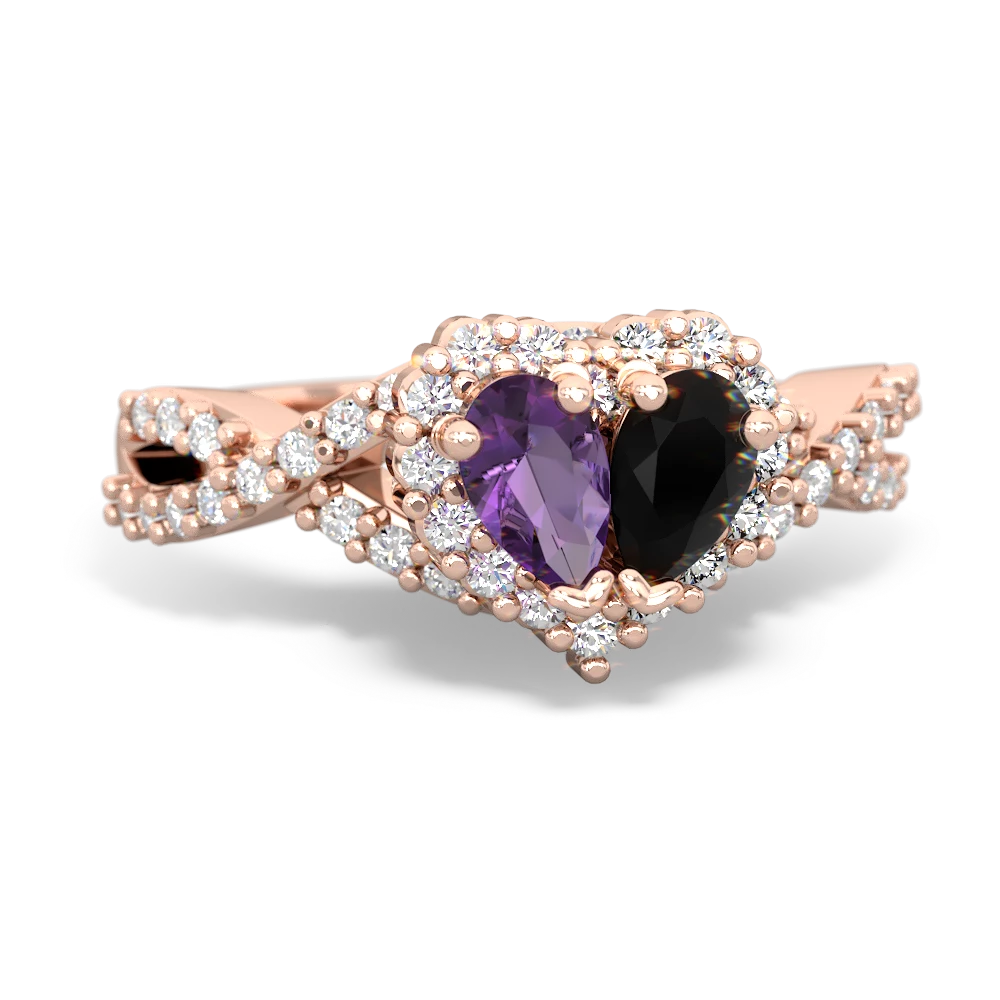 Amethyst Diamond Twist 'One Heart' 14K Rose Gold ring R2640HRT