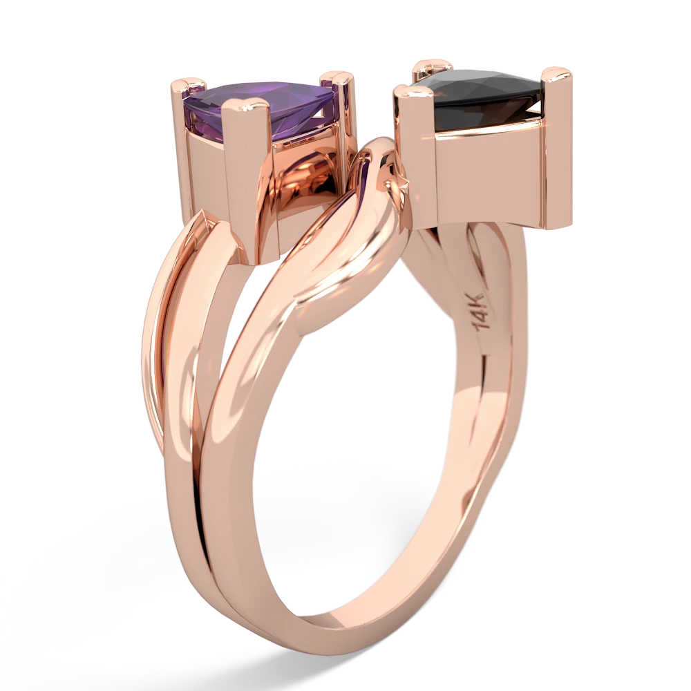 Amethyst Split Band Swirl 14K Rose Gold ring R2341