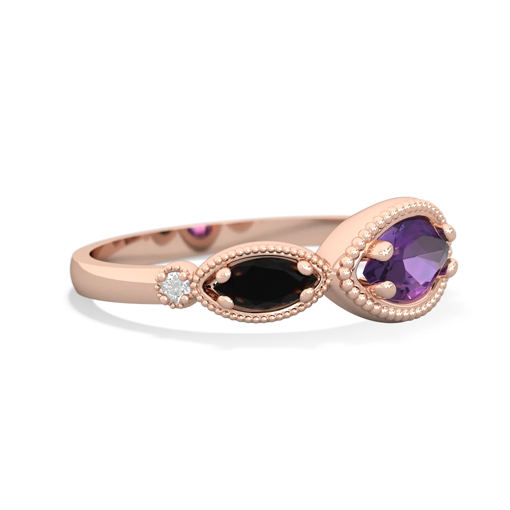 Amethyst Milgrain Marquise 14K Rose Gold ring R5700